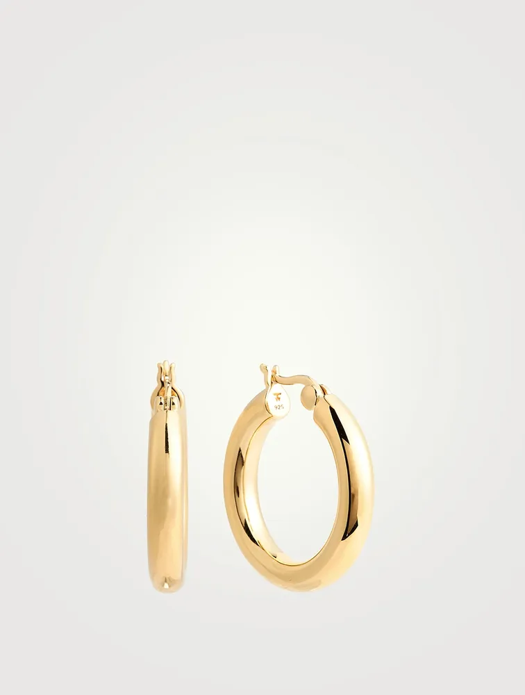 Thick Classic Gold-Plated Sterling Silver Hoop Earrings