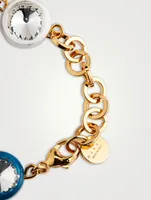 Enamel Flower Charm Bracelet With Crystals