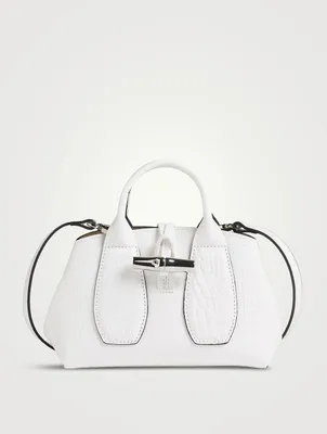 Roseau Croc-Embossed Leather Top Handle Bag