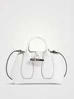 Roseau Croc-Embossed Leather Top Handle Bag