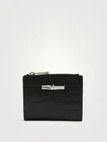 Roseau Croc-Embossed Leather Compact Wallet