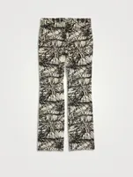 Floral Aloha Wool Stretch Flared Pants