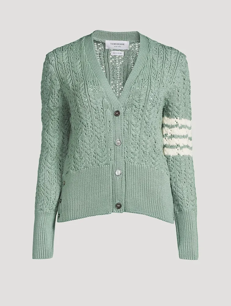 Irish Pointelle Merino Wool Cardigan