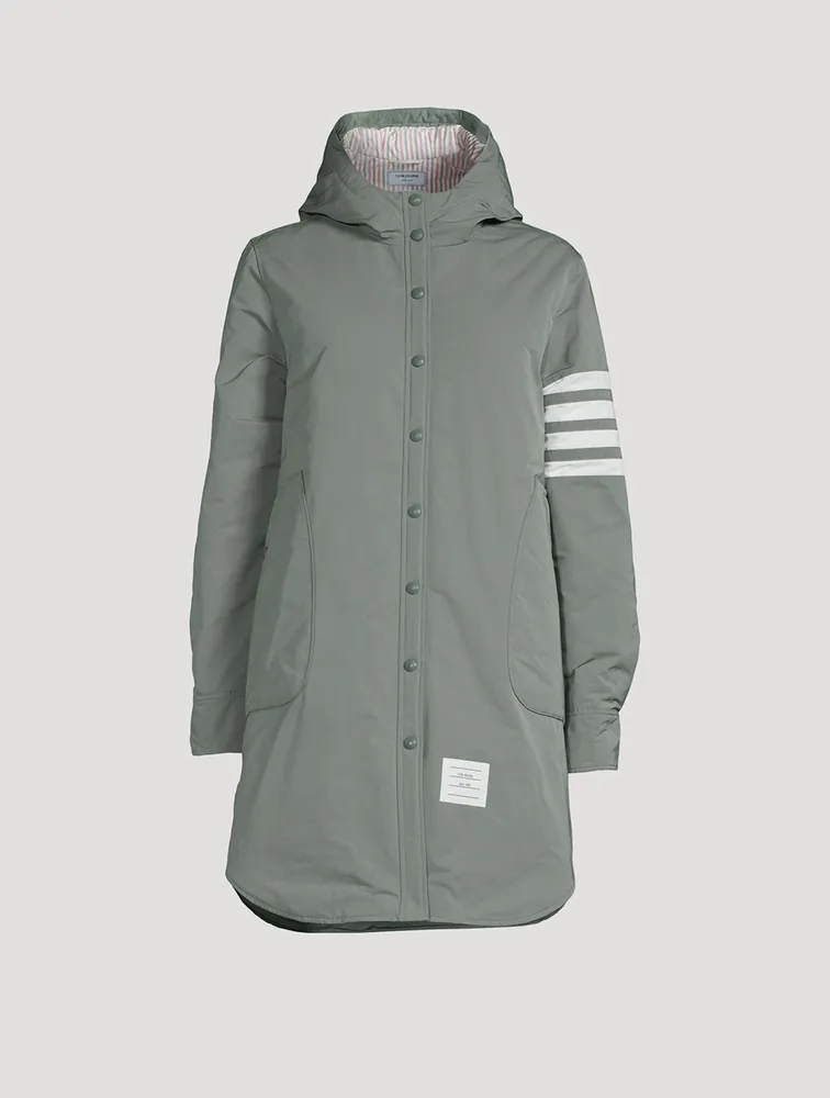 Down Fill Thigh Length Hooded Shirtdress