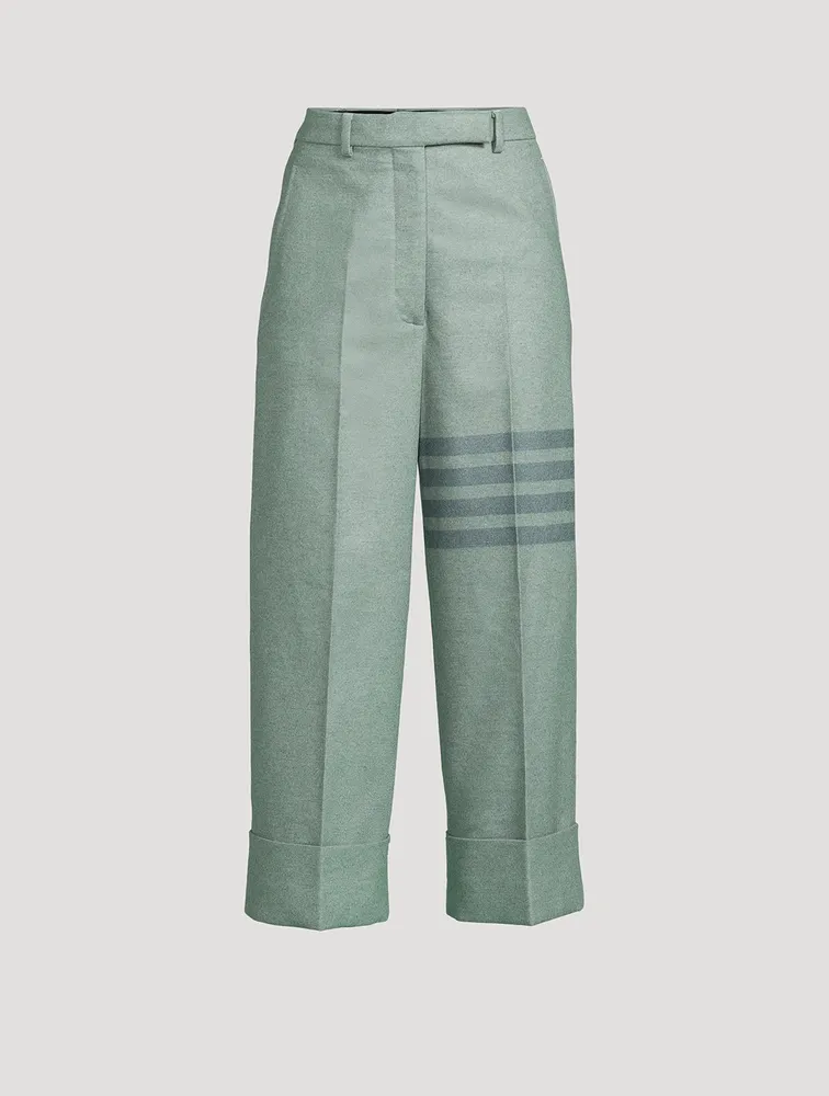 High-Waisted Straight-Leg Flannel Trousers