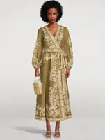 Anneke Wrap Midi Dress Floral Print