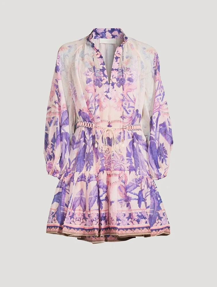 Lyre Puff-Sleeve Mini Dress