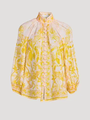 Lyre Puff-Sleeve Blouse