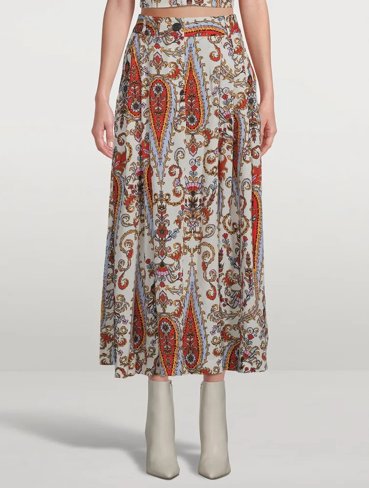 Tulay A-Line Midi Skirt Ladeo Print