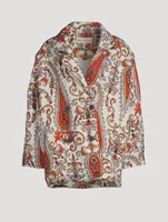 Levine Double-Breasted Coat In Paisley Print