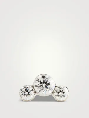 Invisible Set Three Diamond 18K Gold Curve Earring