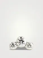 Invisible Set Three Diamond 18K Gold Curve Earring