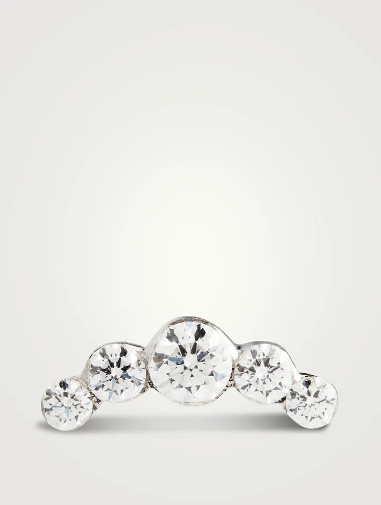 Invisible Set Five Diamond 18K Gold Curve Earring