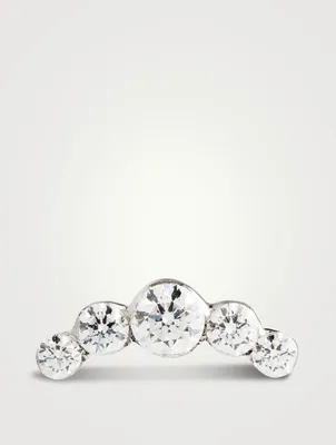 Invisible Set Five Diamond 18K Gold Curve Earring