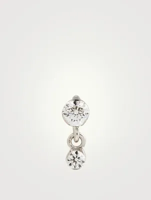 Invisible Set Dangling Diamond 18K Gold Earring
