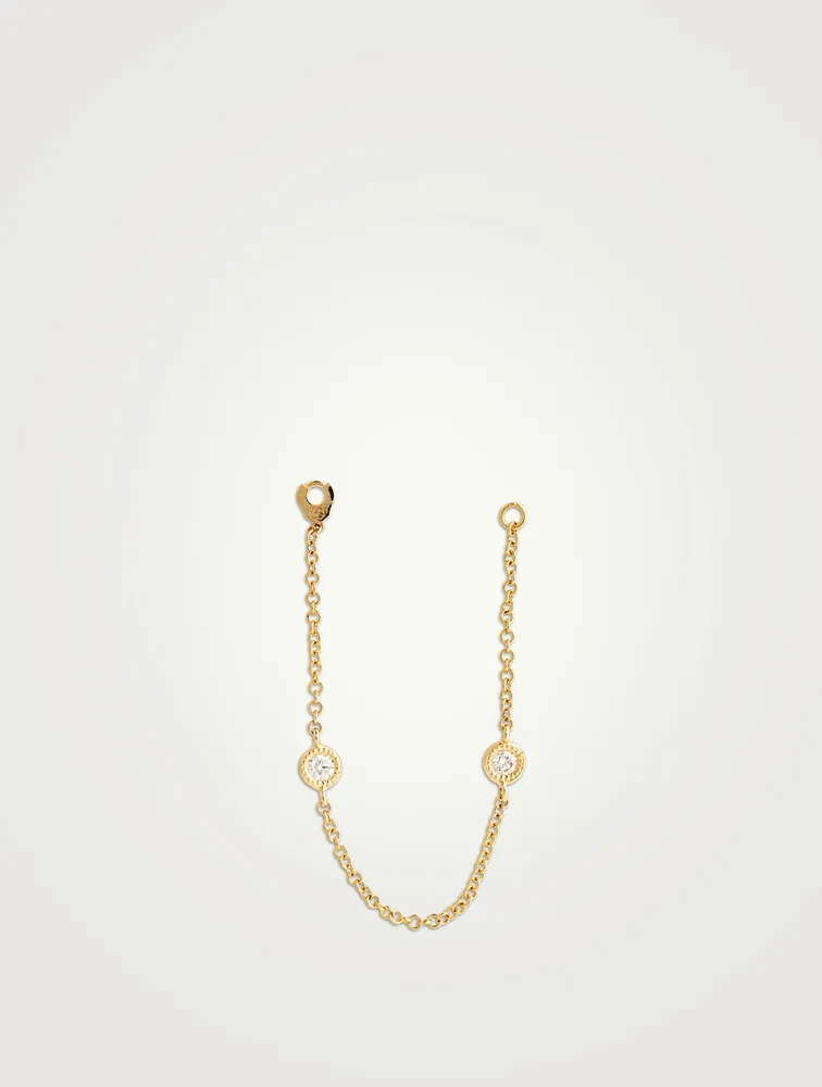 Long Double Diamond 18K Gold Chain Connecting Charm For Earring