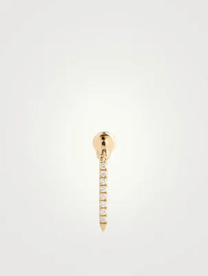 Diamond Eternity 18K Gold Bar Drop Earring