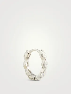 18K Gold Invisible Set Marquise Diamond Huggie Hoop Earring