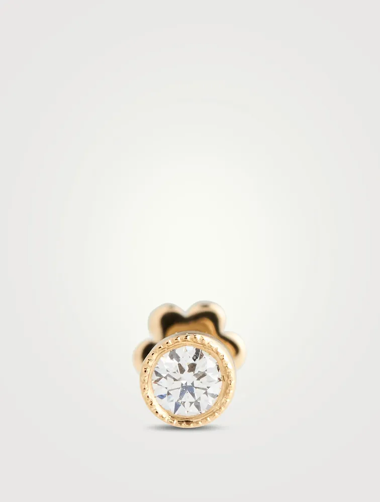 Scalloped Set Diamond Stud Earring