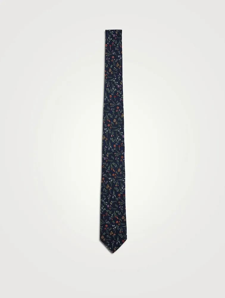 Silk Tie In Floral Print