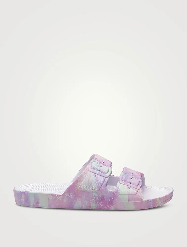 Vegan Rubber Slide Sandals Leopard Print