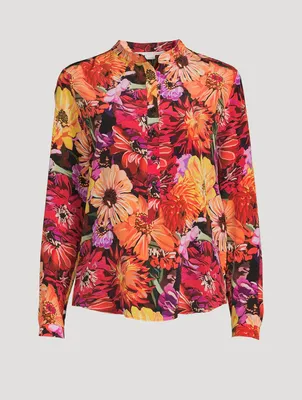 Silk Shirt Poppy Print