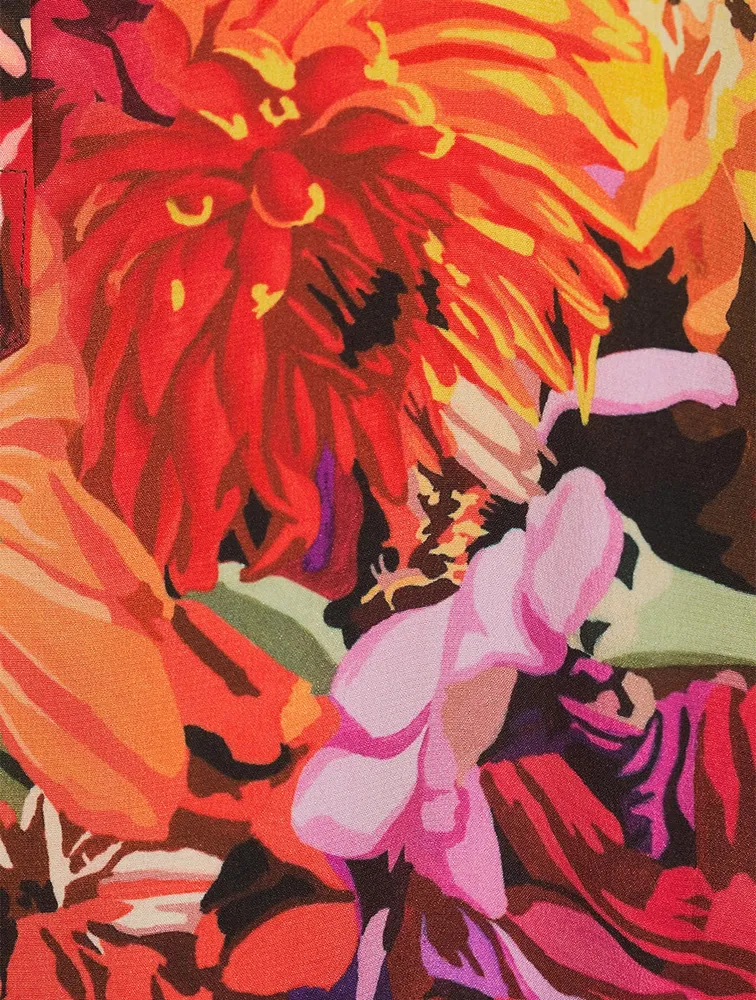 Silk Shirt Poppy Print