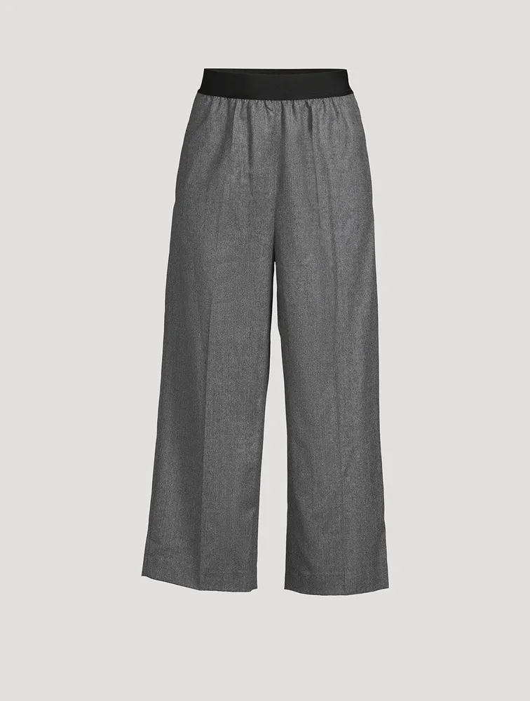 Wool Flannel Wide-Leg Trousers
