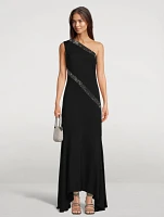 Embellished One-Shoulder Gown