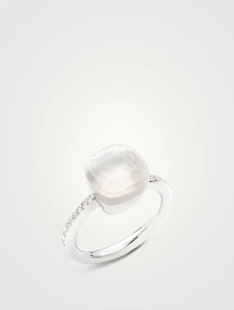 Nudo Classic 18K White Gold Ring With Milky Quartz