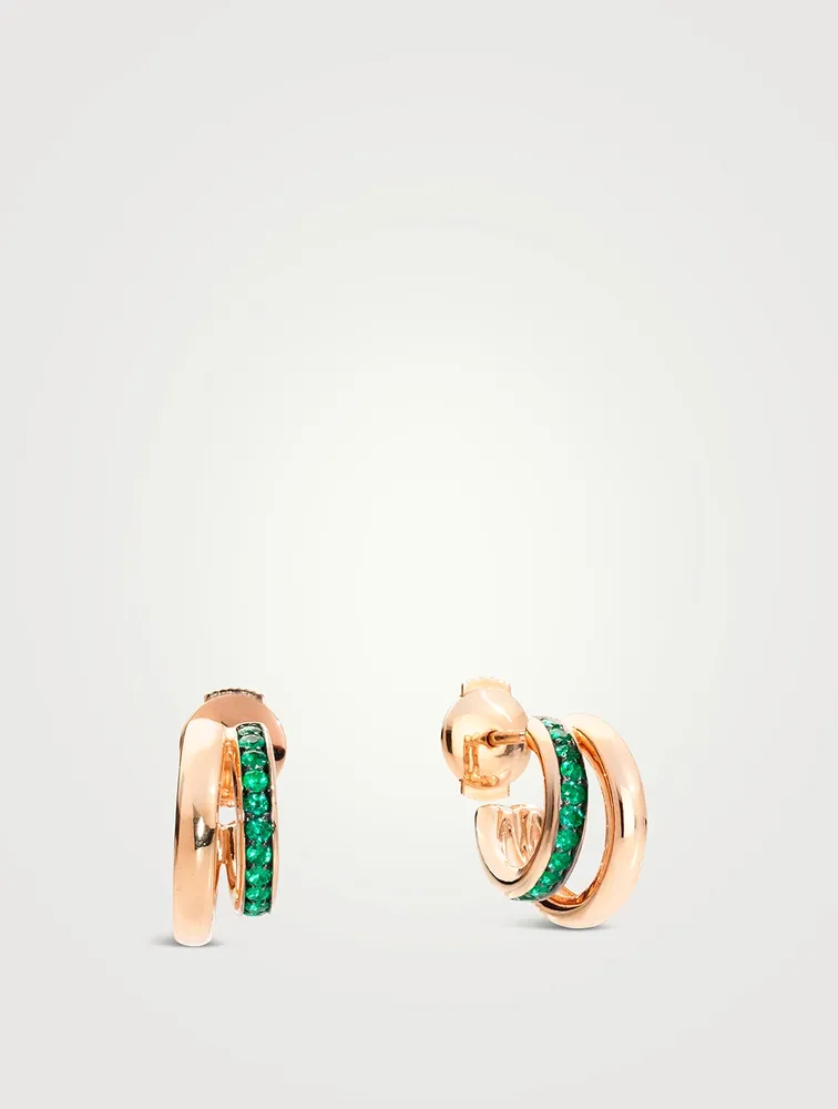 Iconica 18K Rose Gold Earrings With Emeralds