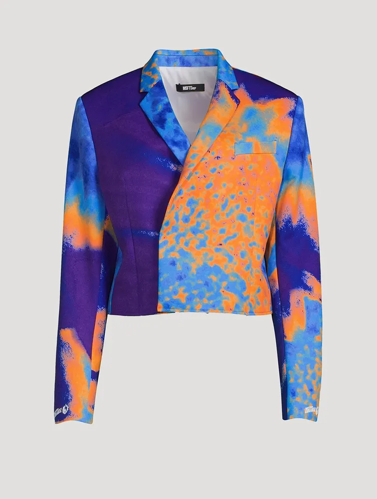 Cropped Jacket Sunflower Print