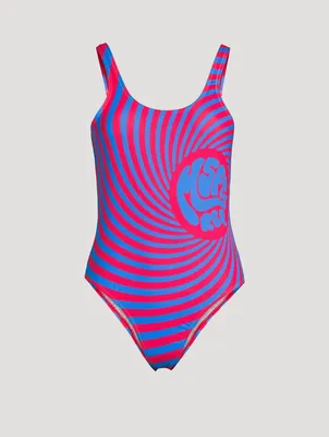 One-Piece Swimsuit Spiral Print