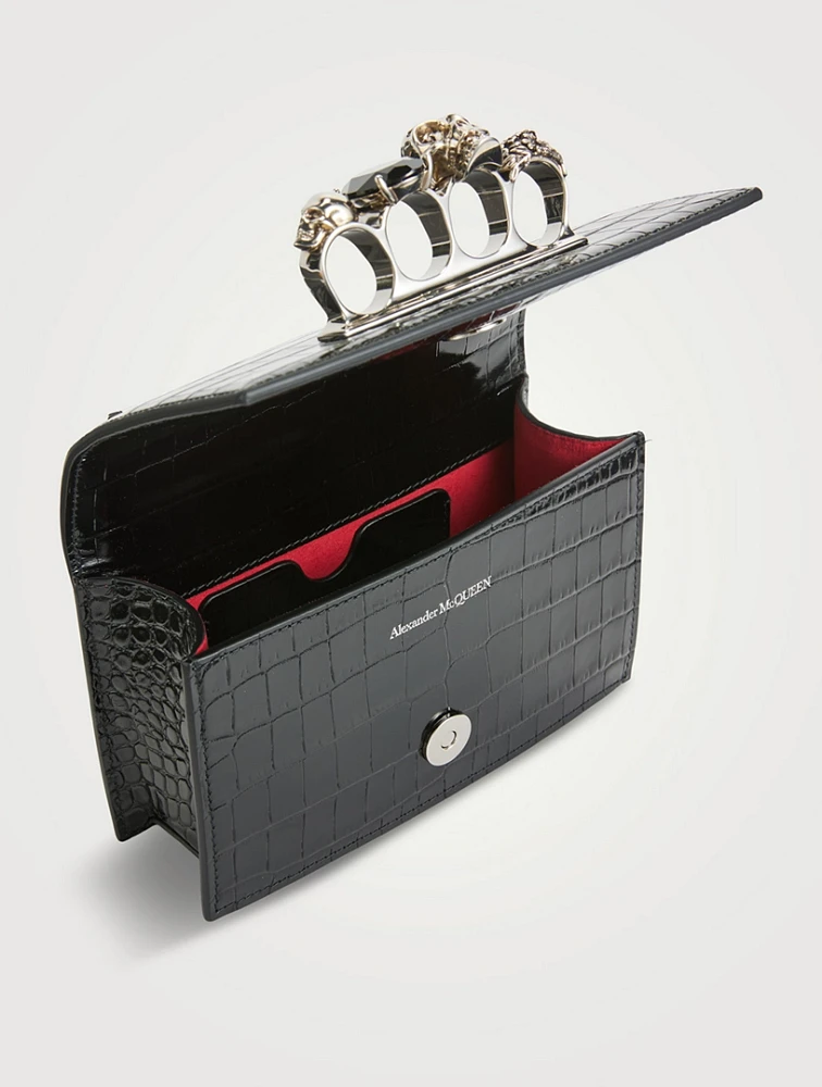 Mini Jewelled Croc-Embossed Leather Satchel