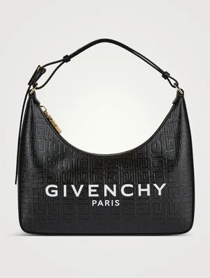 Small Moon Cut Out Embossed Coated Canvas Shoulder Bag