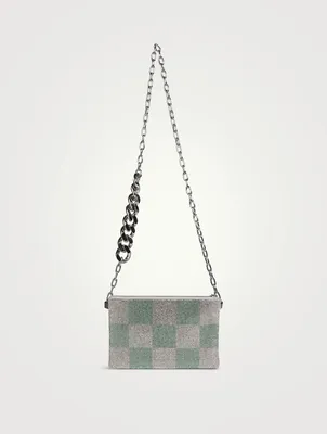 Crystal Mesh Crossbody Bag In Check Print