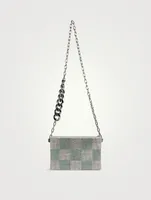 Crystal Mesh Crossbody Bag In Check Print