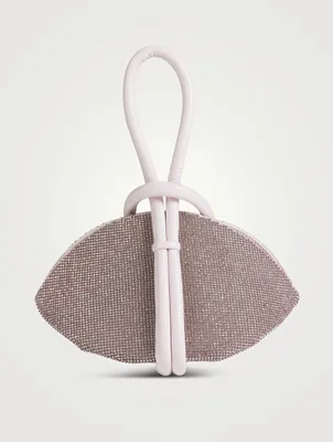 Knot Crystal Mesh Leather Clutch