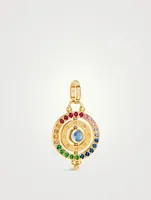 18K Gold Rainbow Triple Orbit Pendant With Gemstones And Diamonds
