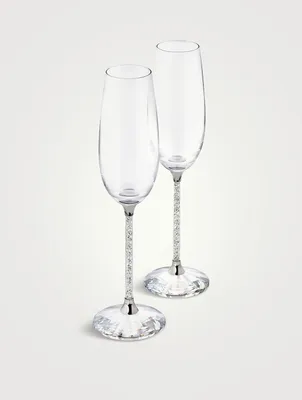 Set Of Two Crystalline Toasting Flutes
