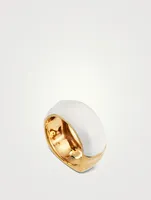 Feminine Waves 18K Gold-Plated Ring With Enamel