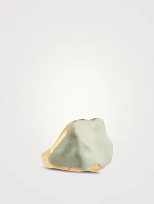 Feminine Waves 18K Gold-Plated Ring With Enamel