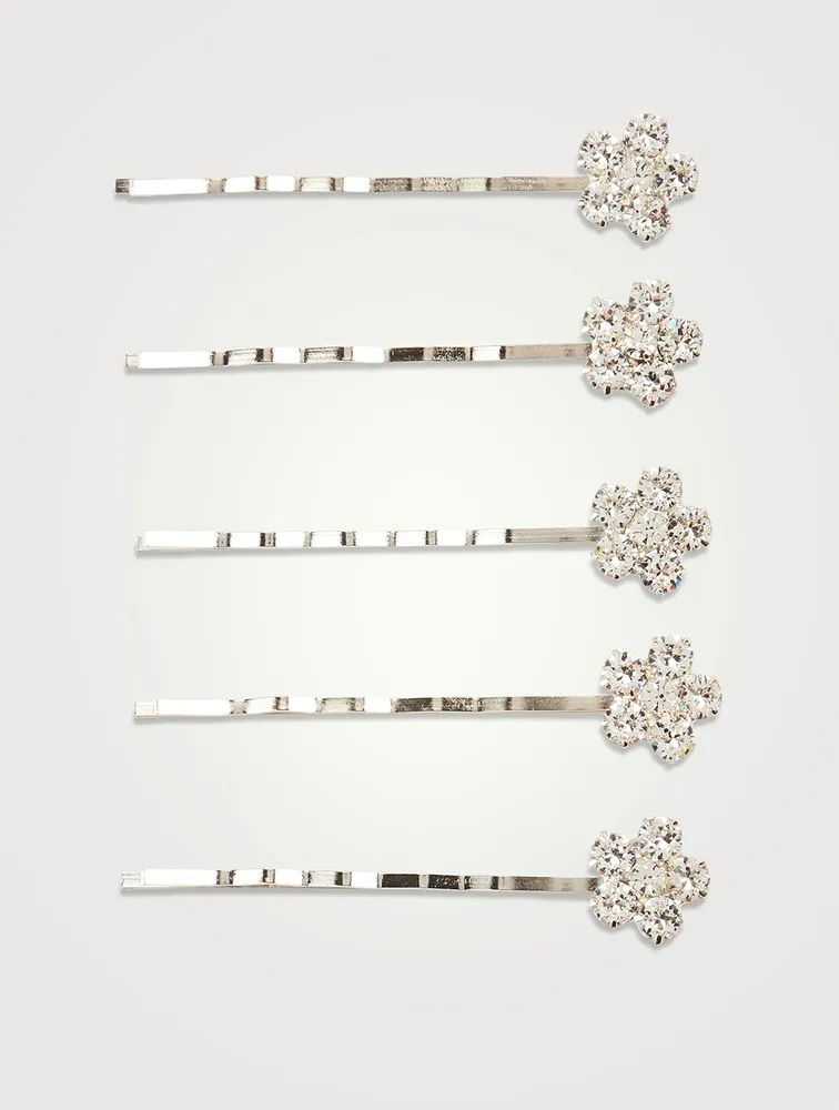 Set Of Five Violet Bobby Pins With Crystals