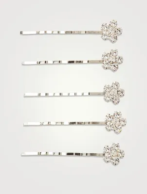 Set Of Five Violet Bobby Pins With Crystals