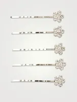 Set Of Five Violet Bobby Pins With Crystals