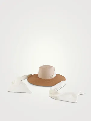Cassidy Packable Straw Hat With Chiffon Scarf