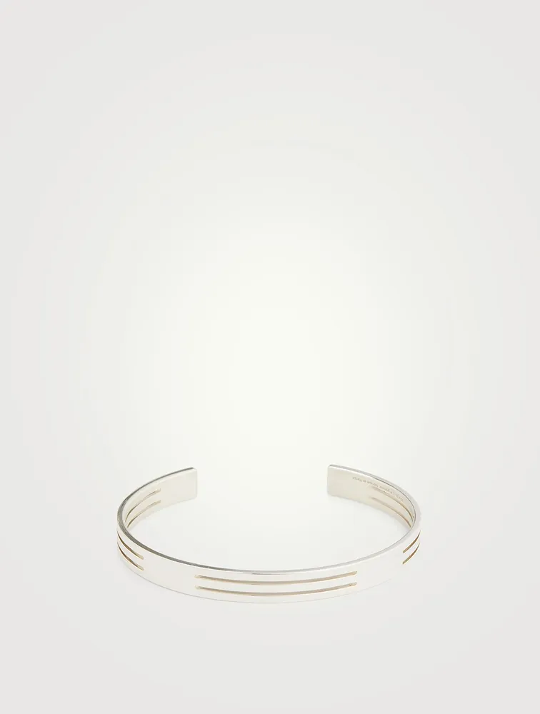 19g Polished Sterling Silver Punched Ribbon Cuff Bracelet