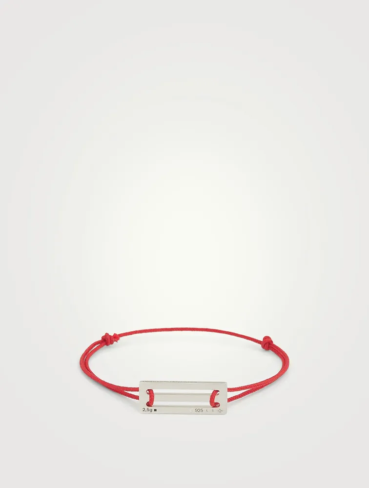 2.5g Polished Sterling Silver And Cord Bracelet