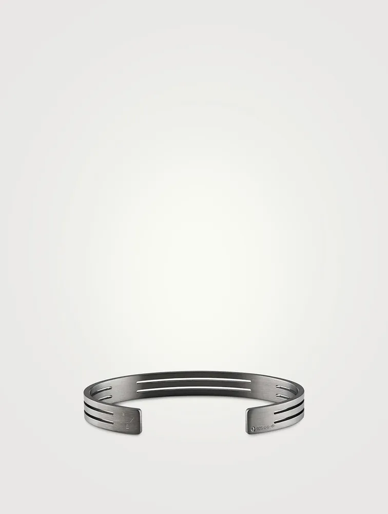 19g Brushed Sterling Silver Punched Ribbon Cuff Bracelet