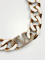 VLOGO Chain Necklace With Crystals